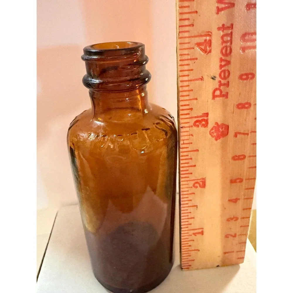 Vintage Hoppes No 9 Amber Glass Apothecary Bottle Embossed Pharmaceutical
